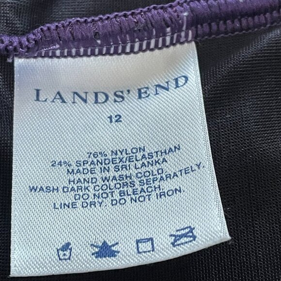 Land's End Women's Side-Tie V-Neck Wrap Eggplant One-Piece Swimsuit with Bra 12 - Picture 4 of 11